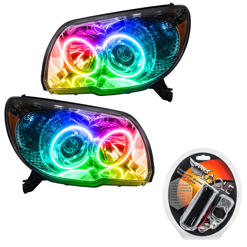 Oracle 06-09 Toyota 4-Runner Sport SMD HL ColorSHIFT headlights with halo rings in Chrome and Black housing options.