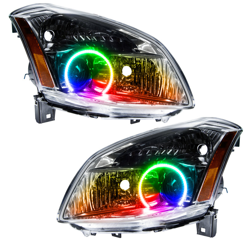 Oracle 07-08 Nissan Maxima SMD headlights with ColorSHIFT and 2.0 controller, showcasing Chrome and Black housing options.