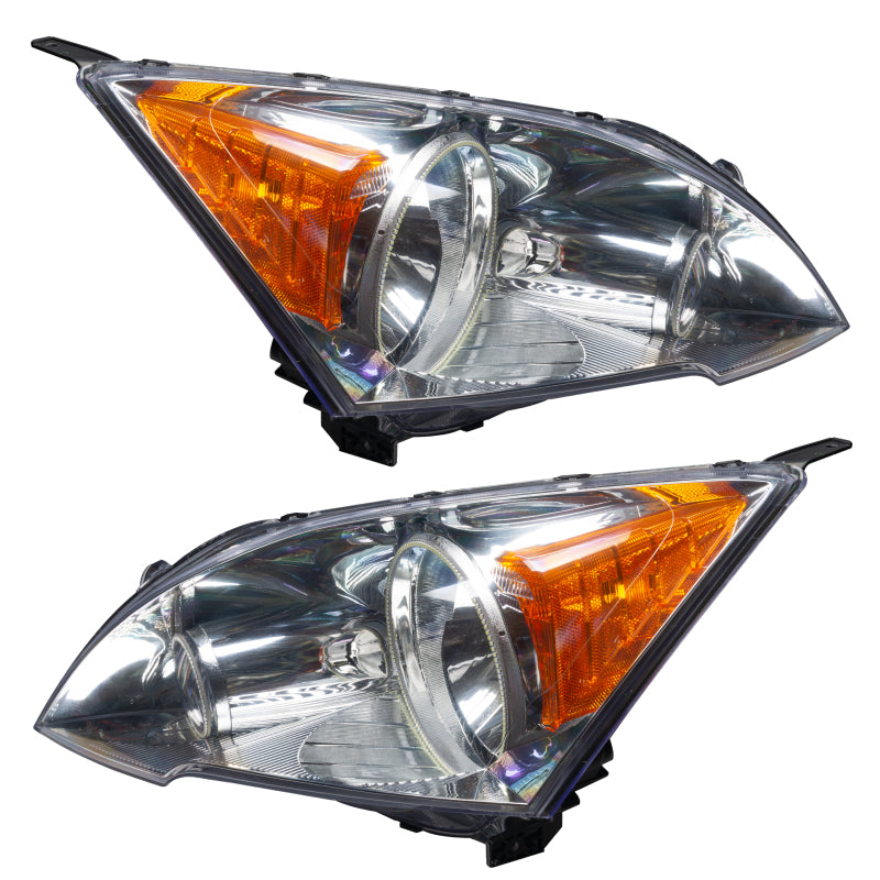 Oracle 07-11 Honda CRV SMD HL - White headlights with halo rings, showcasing Chrome and Black housing options.