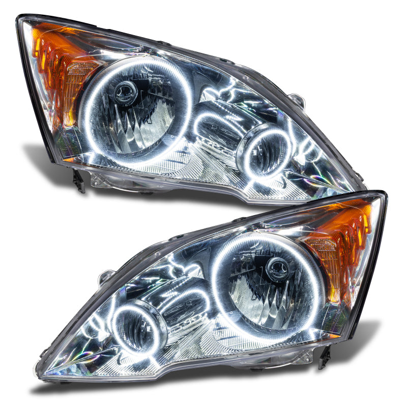 Oracle 07-11 Honda CRV SMD HL - White headlights with halo rings, showcasing Chrome and Black housing options.