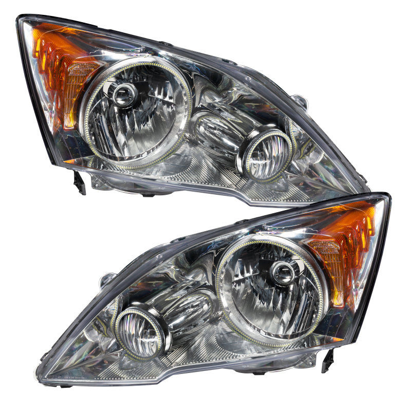 Oracle 07-11 Honda CRV SMD HL - White headlights with halo rings, showcasing Chrome and Black housing options.