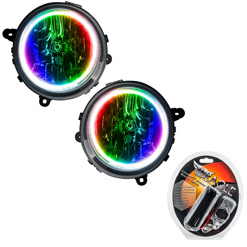 Oracle 07-10 Jeep Compass SMD Headlights with ColorSHIFT halos in Chrome and Black housing options.