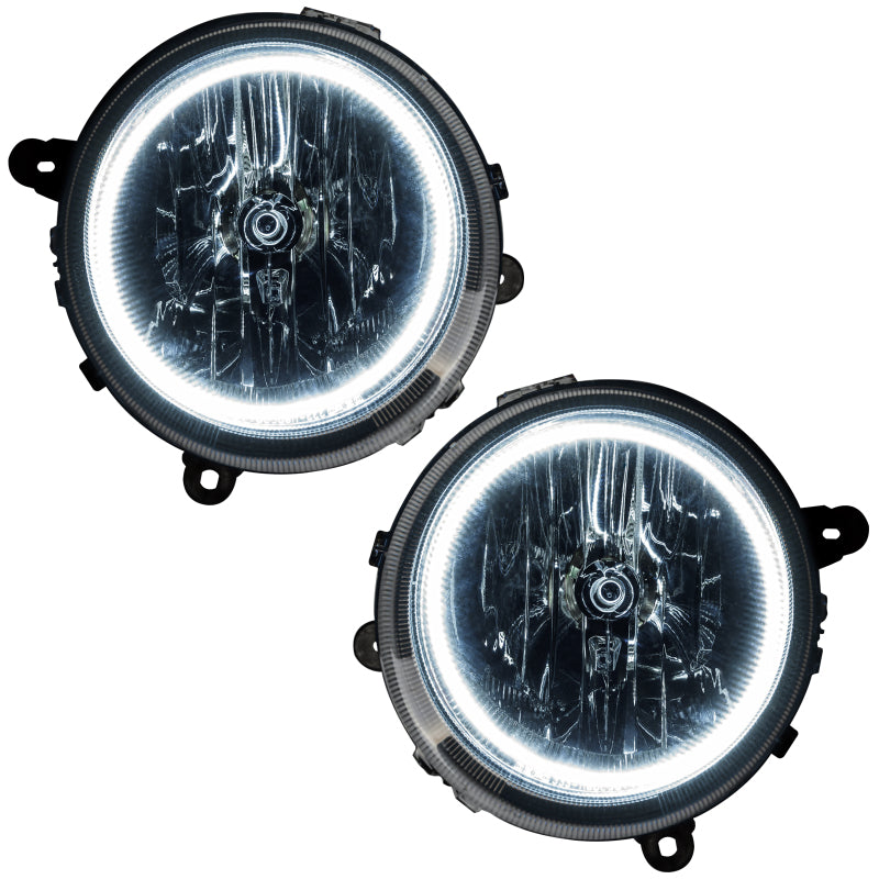 Oracle 07-10 Jeep Compass SMD headlights with pre-installed halo rings in Chrome and Black housing options.