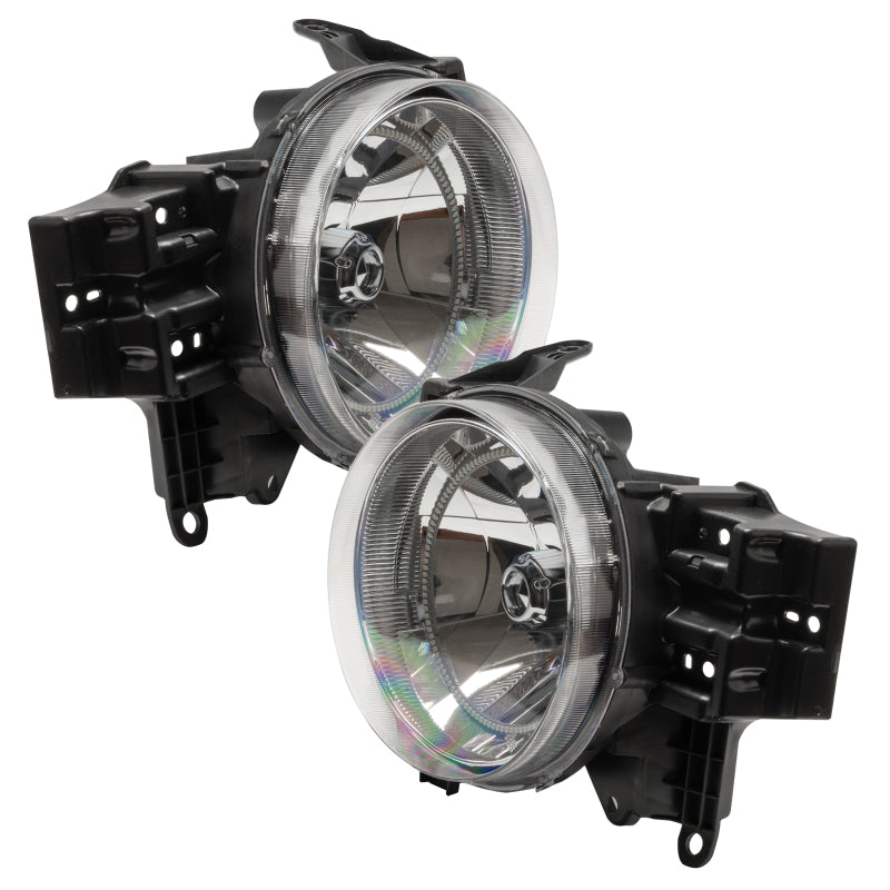 Oracle 07-14 Toyota FJ Cruiser SMD headlights with ColorSHIFT halo rings and RF controller, showcasing Chrome and Black housing options.