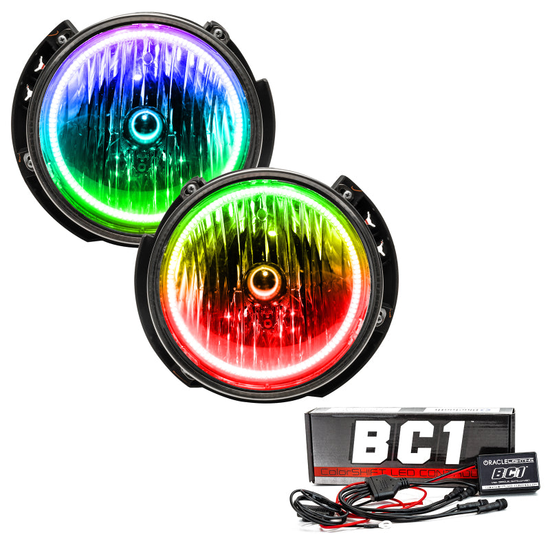 Oracle ColorSHIFT headlights for 2007-2016 Jeep Wrangler JK, showcasing vibrant LED technology and pre-assembled design.