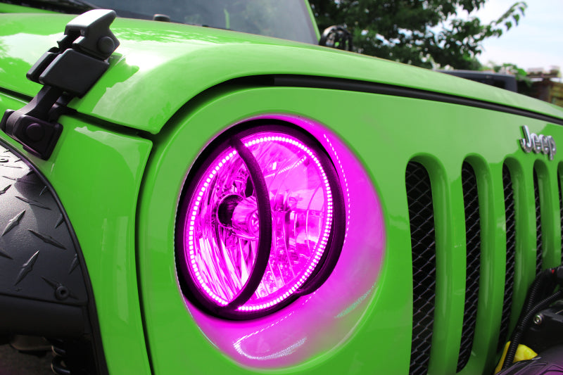 Oracle ColorSHIFT headlights for 2007-2016 Jeep Wrangler JK, showcasing vibrant LED technology and pre-assembled design.