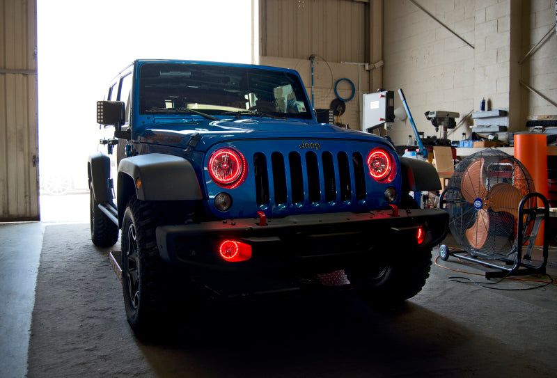 Oracle ColorSHIFT headlights for 2007-2016 Jeep Wrangler JK, showcasing vibrant LED technology and pre-assembled design.