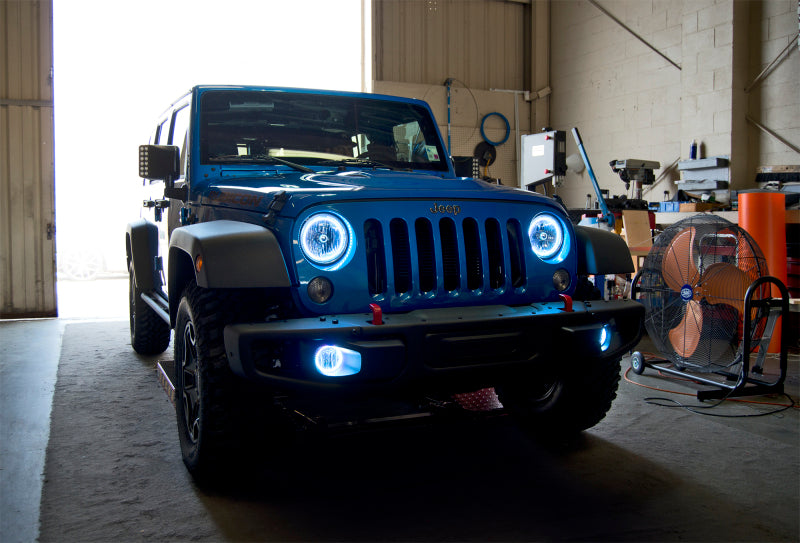 Oracle ColorSHIFT headlights for 2007-2016 Jeep Wrangler JK, showcasing vibrant LED technology and pre-assembled design.