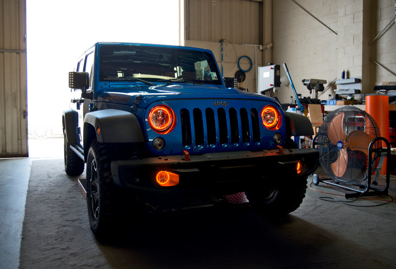 Oracle ColorSHIFT headlights for 2007-2016 Jeep Wrangler JK, showcasing vibrant LED technology and pre-assembled design.