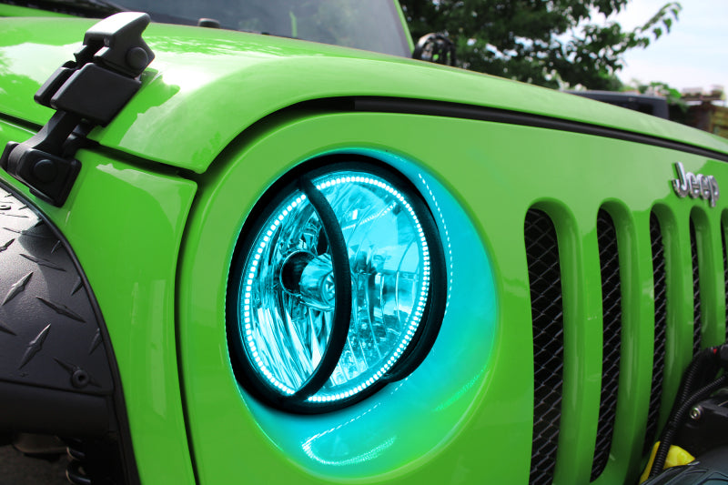 Oracle ColorSHIFT headlights for 2007-2016 Jeep Wrangler JK, showcasing vibrant LED technology and pre-assembled design.