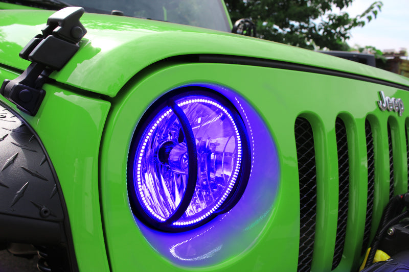 Oracle ColorSHIFT headlights for 2007-2016 Jeep Wrangler JK, showcasing vibrant LED technology and pre-assembled design.