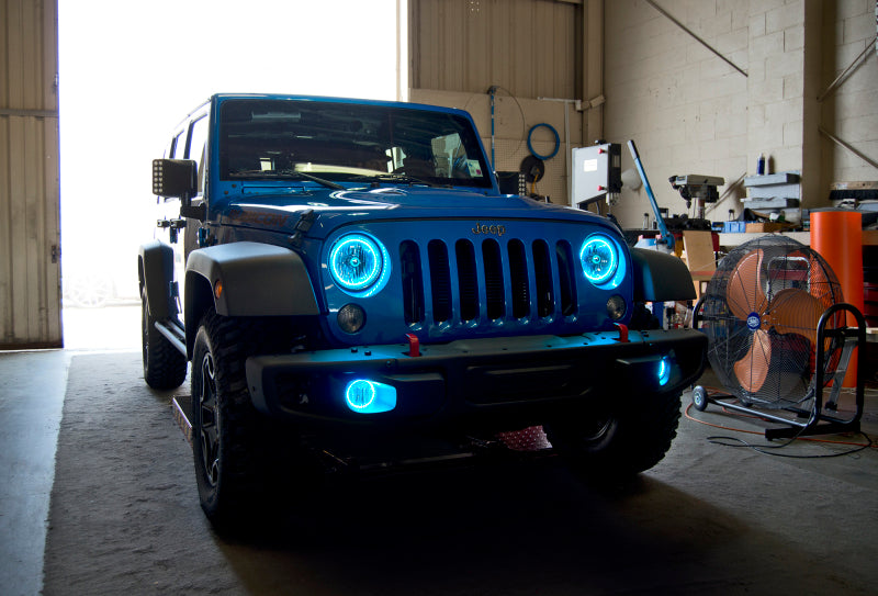 Oracle ColorSHIFT headlights for 2007-2016 Jeep Wrangler JK, showcasing vibrant LED technology and pre-assembled design.