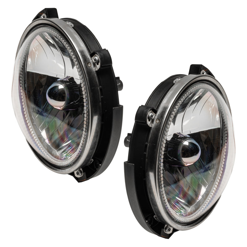 Oracle ColorSHIFT headlights for 2007-2016 Jeep Wrangler JK, showcasing vibrant LED technology and pre-assembled design.