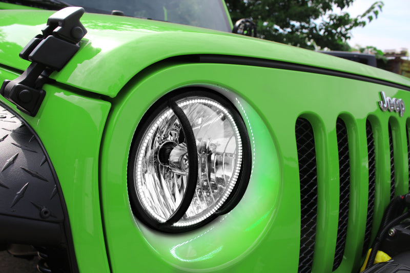 Oracle ColorSHIFT headlights for 2007-2016 Jeep Wrangler JK, showcasing vibrant LED technology and pre-assembled design.