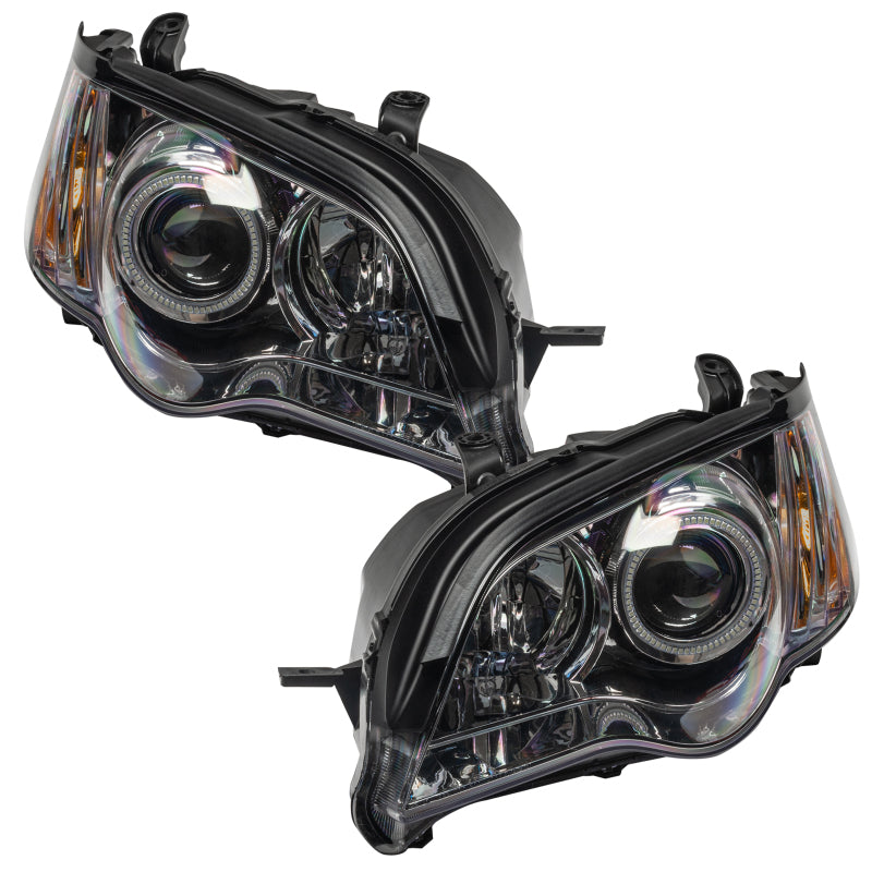 Oracle 08-09 Subaru Legacy Sedan SMD headlights with ColorSHIFT technology and 2.0 controller, showcasing Chrome and Black housing options.