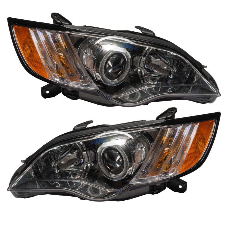 Oracle 08-09 Subaru Legacy Sedan SMD headlights with ColorSHIFT technology and 2.0 controller, showcasing Chrome and Black housing options.