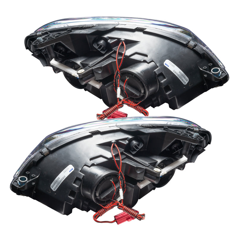 ORACLE Pre-Assembled Headlights for 2008-2011 Mercedes-Benz C-Class with chrome housing and halo rings installed.