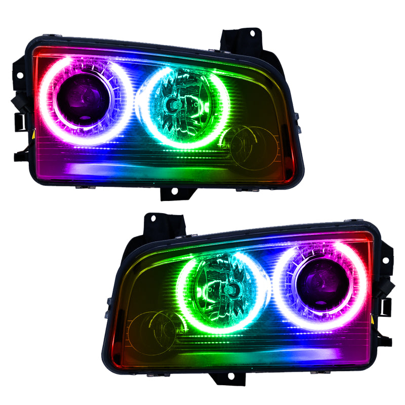 Oracle 08-10 Dodge Charger SMD HL with ColorSHIFT technology, showcasing vibrant LED lights and sleek design.