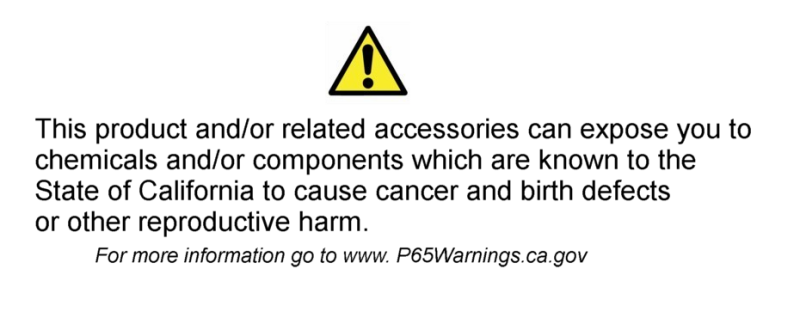 California Prop 65 warning label.