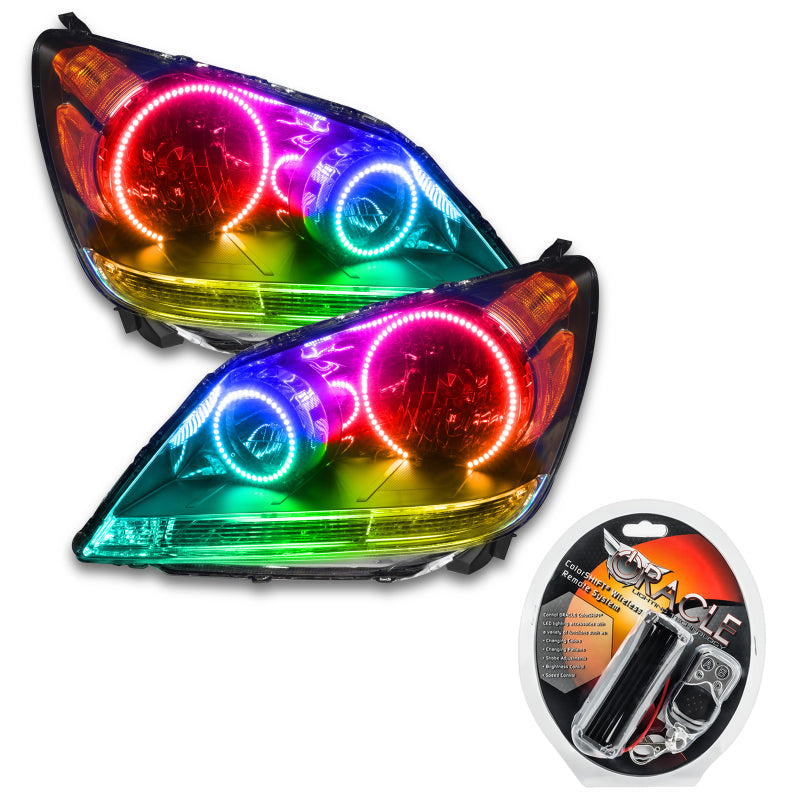 Oracle 08-10 Honda Odyssey SMD HL ColorSHIFT headlights with halo rings in Chrome and Black housing options.