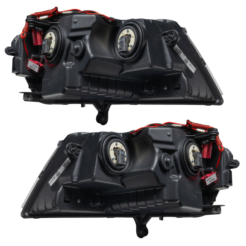 Oracle 08-14 Dodge Avenger RT SMD headlights in black housing with white halo rings, showcasing a modern and stylish design.