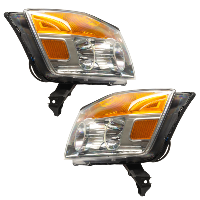 Oracle 08-15 Nissan Armada SMD HL headlights with ColorSHIFT technology, featuring pre-installed halo rings in Chrome and Black housing options.