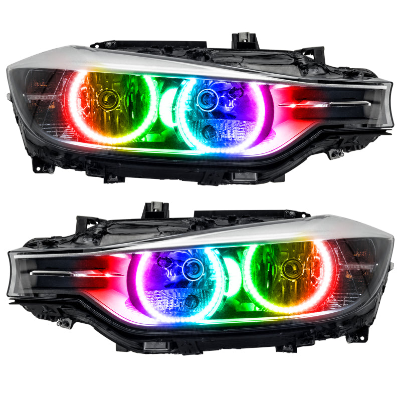 Oracle 12-13 BMW 3/328 Halo Kit featuring ColorSHIFT technology and 2.0 Controller, showcasing bright LED rings.