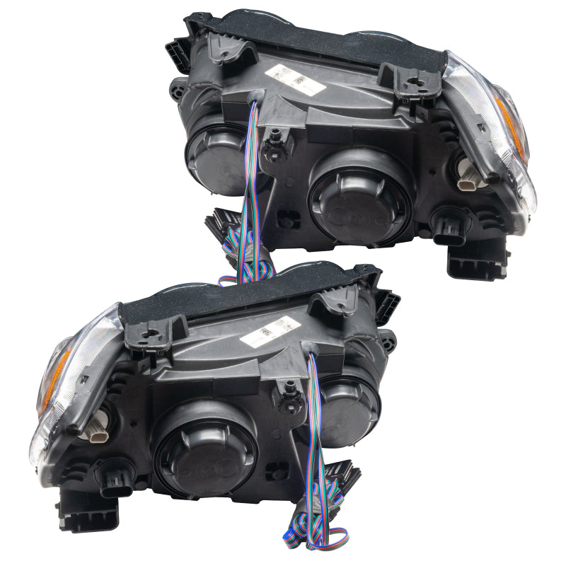 Oracle 12-15 Chevrolet Sonic pre-assembled SMD headlights with white halo rings in Chrome and Black housing options.