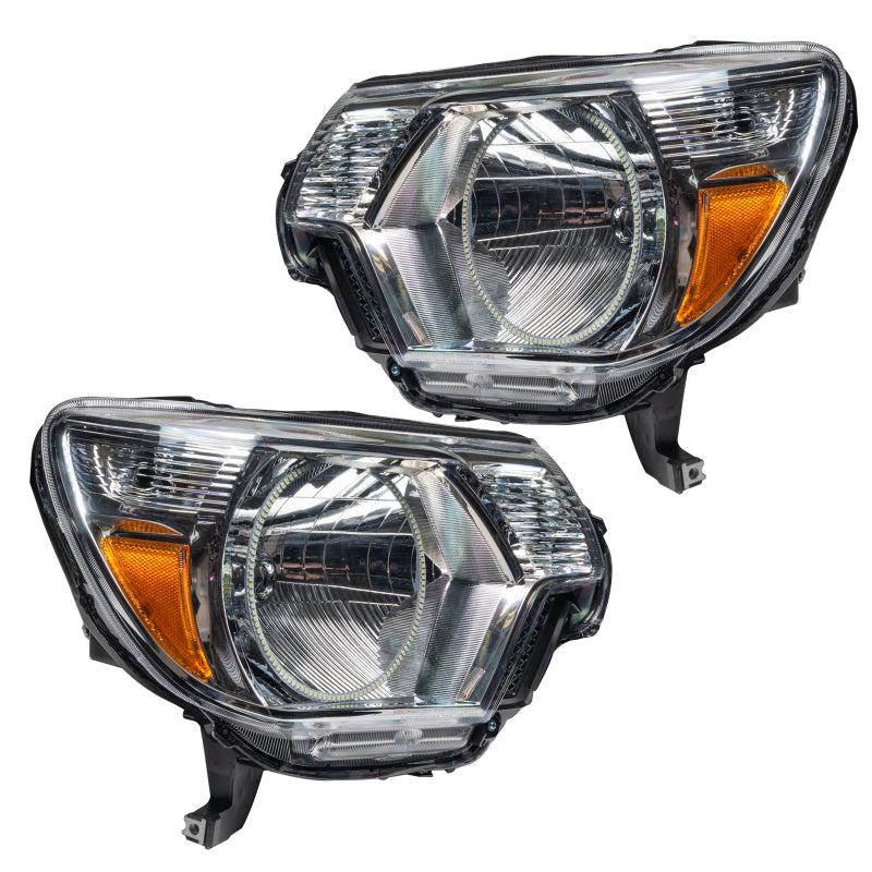 Oracle 12-15 Toyota Tacoma SMD headlights with ColorSHIFT and 2.0 controller, showcasing chrome and black housing options.