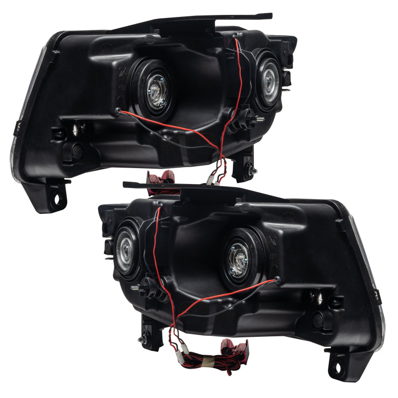 Oracle 11-13 Jeep Grand Cherokee Pre-Assembled Halo Headlights with Chrome and Black housing options, showcasing professional halo installation.