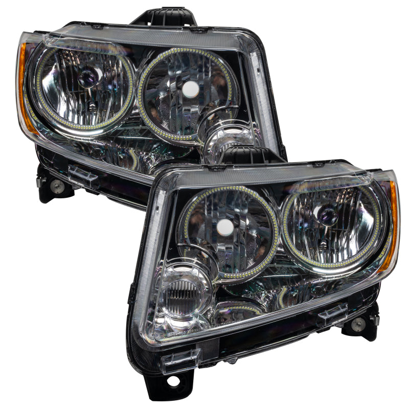 Oracle 11-13 Jeep Grand Cherokee Pre-Assembled Halo Headlights with Chrome and Black housing options, showcasing professional halo installation.