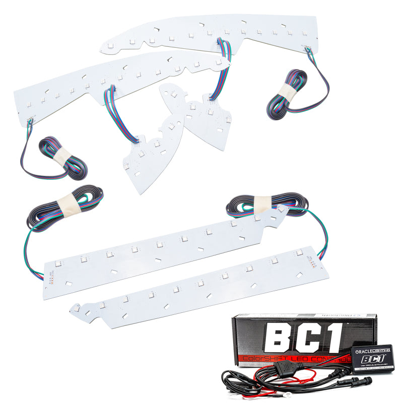 Oracle 14-15 GMC Sierra Headlight DRL Upgrade Kit featuring ColorSHIFT technology with Bluetooth controller and SMD rings.