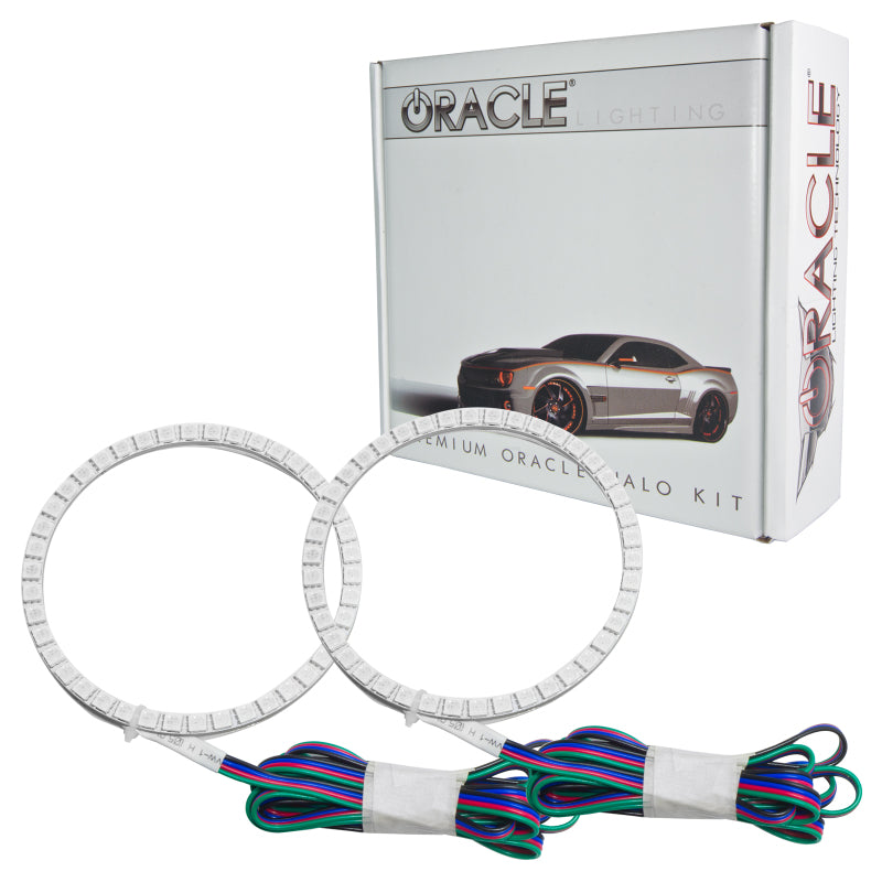 Oracle 11-19 Chrysler 300C DRL Upgrade with ColorSHIFT Halo Kit showcasing bright LED rings in various colors.