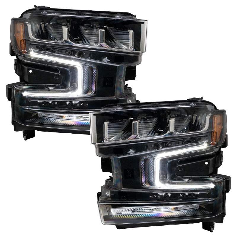 Oracle RGB+W Headlight DRL Upgrade Kit for 2019-2021 Chevy Silverado 1500, showcasing vibrant color options and sleek design.