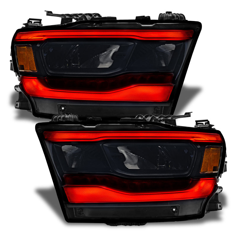 Oracle ColorSHIFT RGB+W Headlight DRL Upgrade Kit for 2019-2021 Dodge RAM 1500, showcasing vibrant color-changing LED lights.