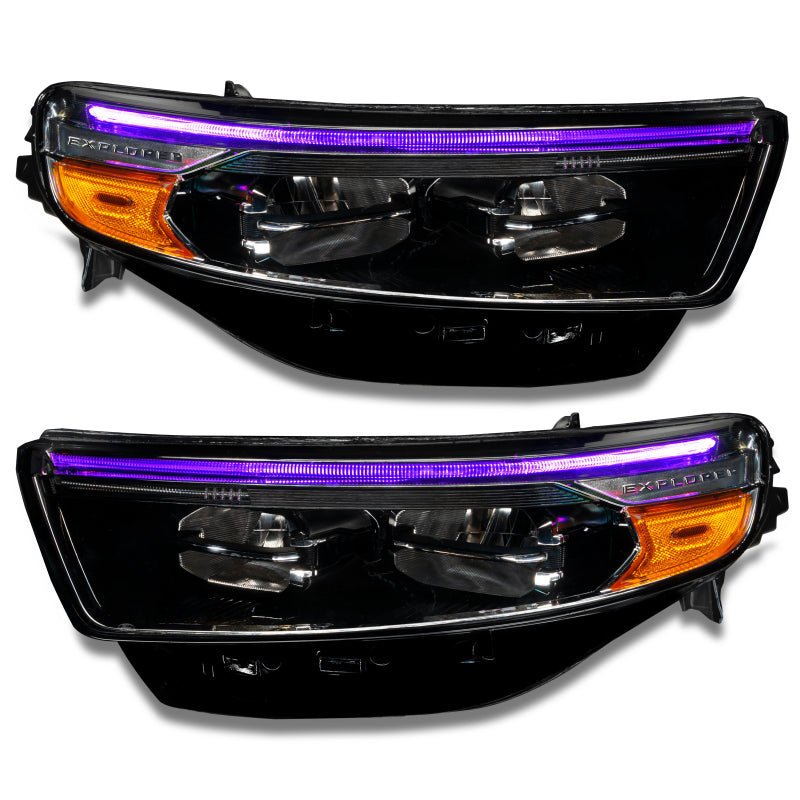 Oracle Dynamic RGB Headlight DRL Upgrade Kit for 2020-2022 Ford Explorer showcasing vibrant colors and LED technology.