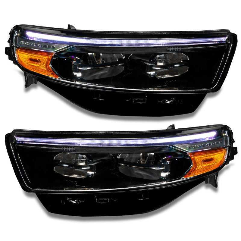 Oracle Dynamic RGB Headlight DRL Upgrade Kit for 2020-2022 Ford Explorer showcasing vibrant colors and LED technology.