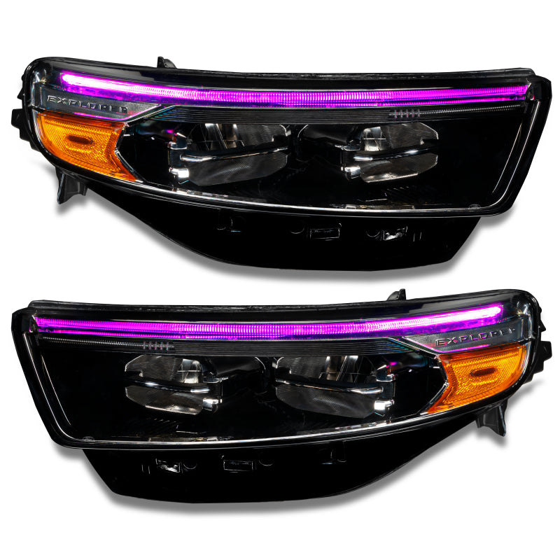 Oracle Dynamic RGB Headlight DRL Upgrade Kit for 2020-2022 Ford Explorer showcasing vibrant colors and LED technology.