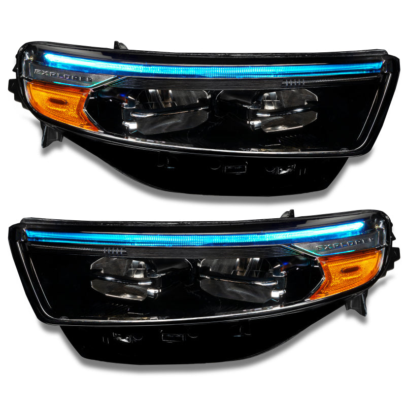 Oracle Dynamic RGB Headlight DRL Upgrade Kit for 2020-2022 Ford Explorer, showcasing vibrant colors and LED technology.