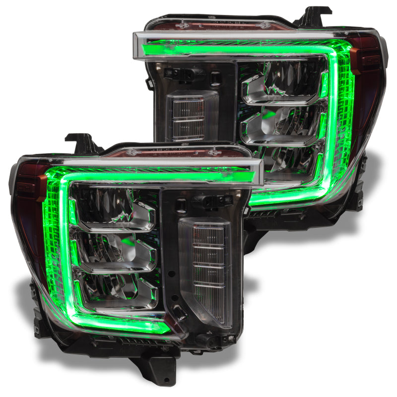 Oracle 20-21 GMC Sierra 2500 HD RGB+W Headlight DRL Upgrade Kit showcasing vibrant color options and sleek design for enhanced truck styling.