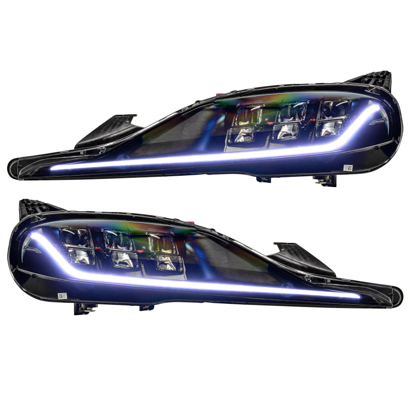 Oracle 20-21 Toyota Supra GR RGB+A Headlight DRL Upgrade Kit showcasing vibrant customizable lighting options.