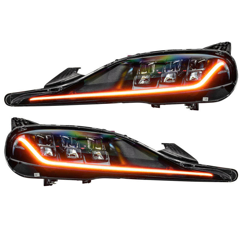 Oracle 20-21 Toyota Supra GR RGB+A Headlight DRL Upgrade Kit showcasing vibrant customizable lighting options.