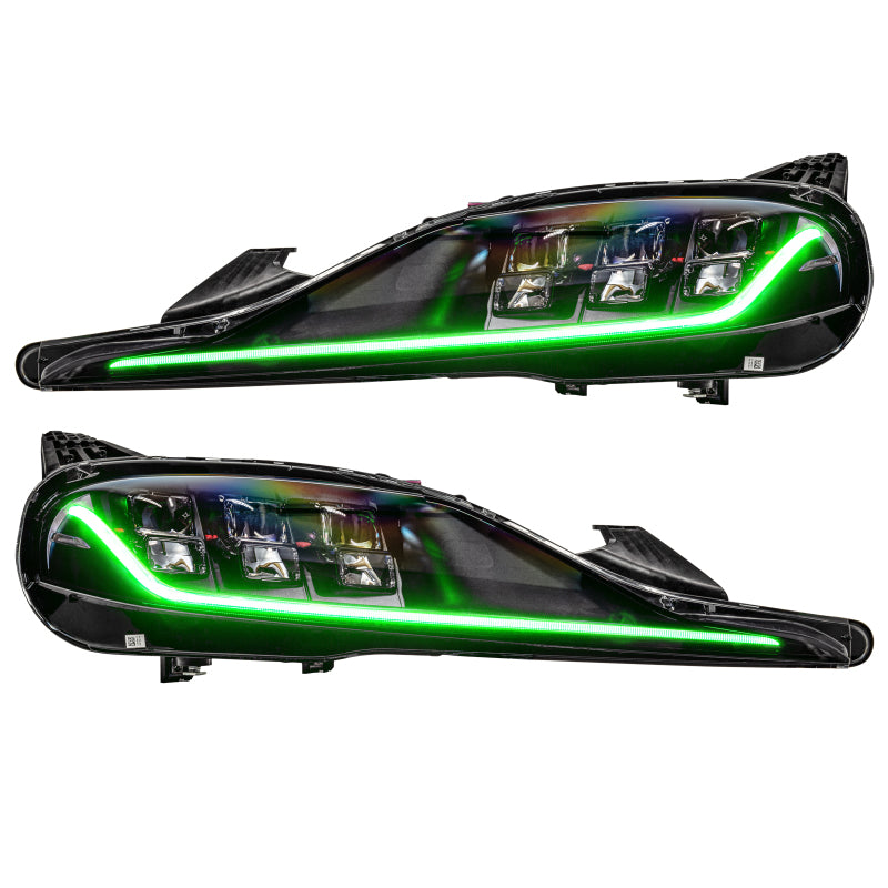 Oracle 20-21 Toyota Supra GR RGB+A Headlight DRL Upgrade Kit showcasing vibrant customizable lighting options.