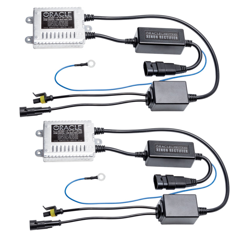 Oracle 9005 35W Canbus Xenon HID Kit - 6000K with digital ballasts and wiring harness, showcasing its advanced design and features.