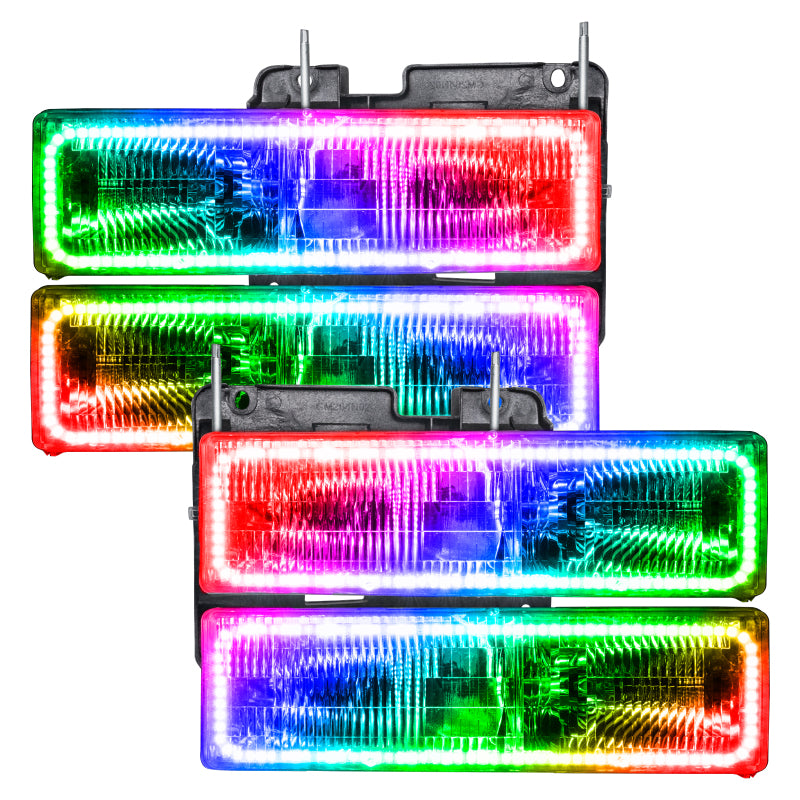 Oracle 92-94 Chevrolet Blazer SMD headlights with ColorSHIFT technology, featuring Chrome and Black housing options.