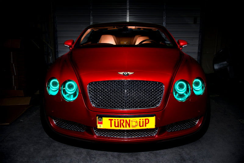 Oracle Bentley Continental GT 04-09 ColorSHIFT Halo Kit showcasing vibrant LED rings and durable design.