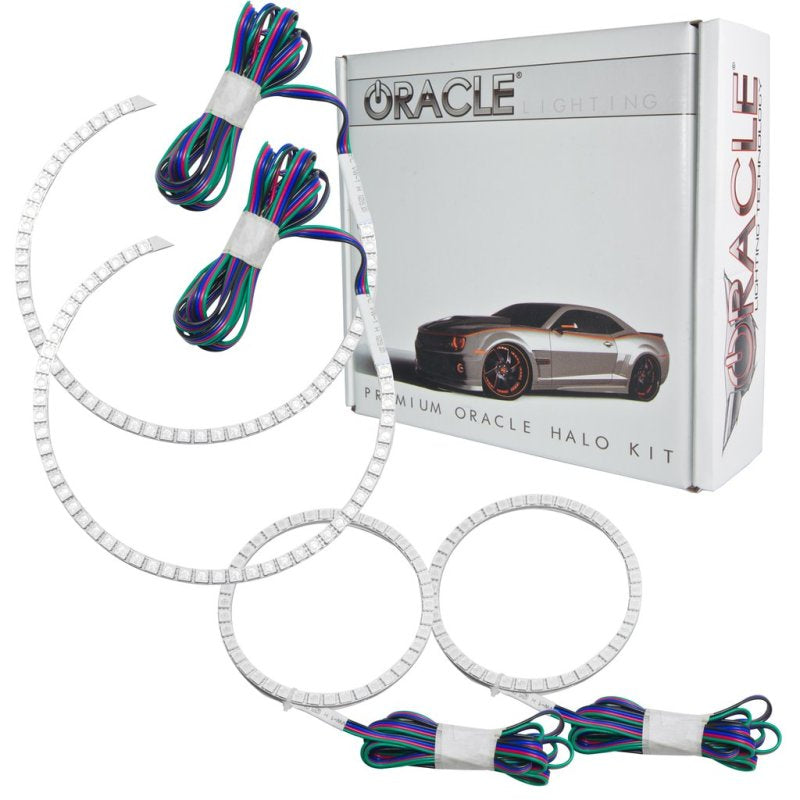 Oracle BMW 1 Series Halo Kit with ColorSHIFT and BC1 Controller, showcasing bright LED rings and Bluetooth controller.