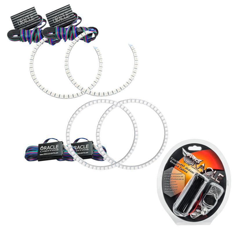 Oracle BMW 7 Series 06-08 ColorSHIFT Halo Kit featuring bright SMD rings and a sturdy PCB design for customizable vehicle lighting.