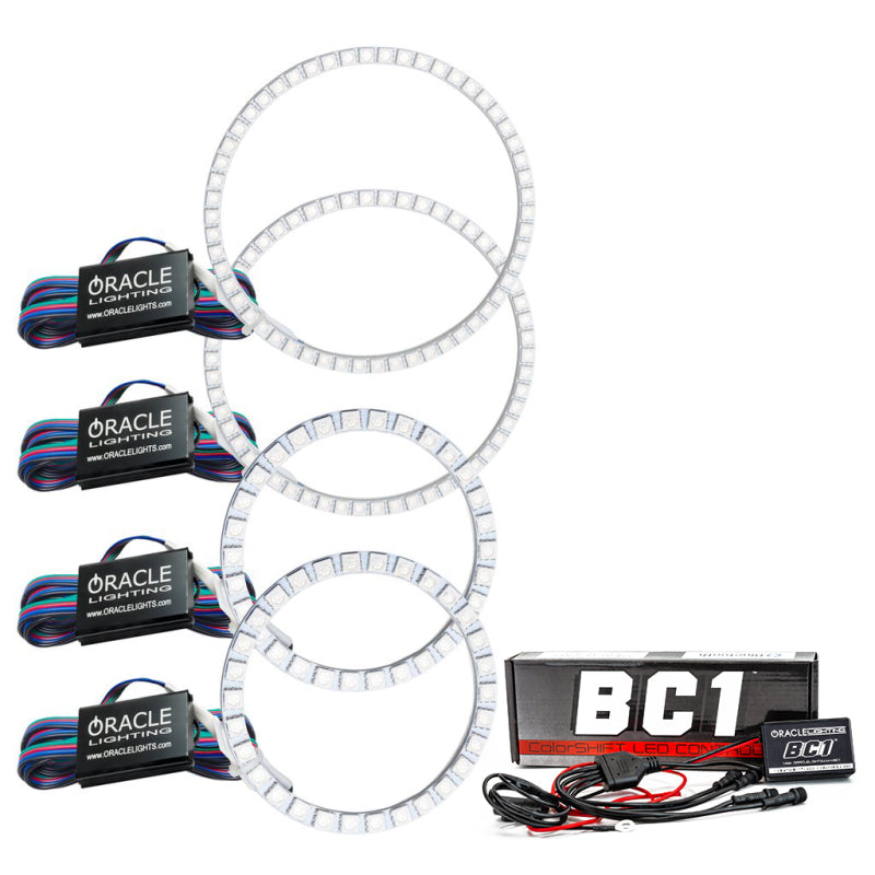 Oracle BMW M3 Coupe Halo Kit featuring ColorSHIFT technology with Bluetooth controller, showcasing bright SMD rings.