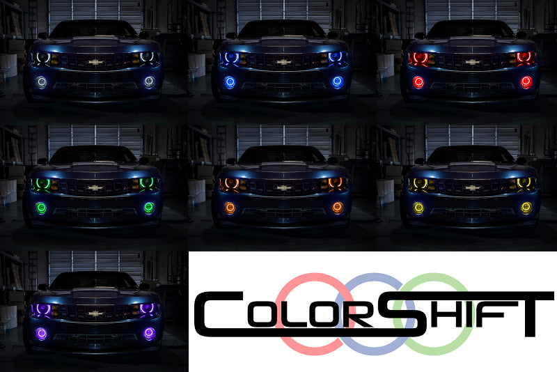 Oracle Chevrolet Camaro RS 10-13 ColorSHIFT Halo Kit featuring bright SMD rings and a sturdy PCB for easy installation.